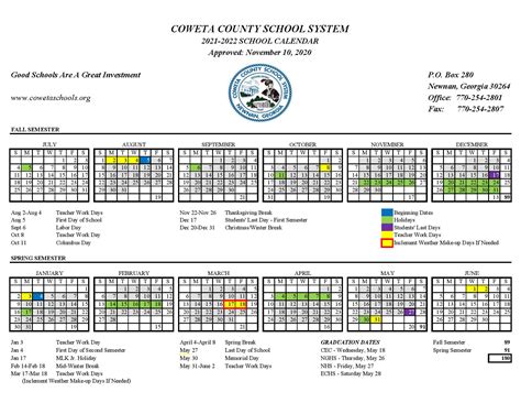 Coweta County Schools Calendar 2021 2022 And Holidays