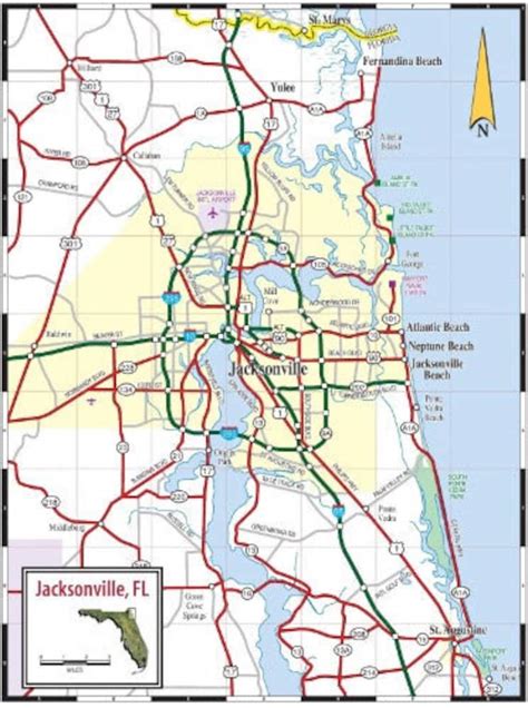 Jacksonville Florida Map Glossy Poster Picture Photo Banner Etsy