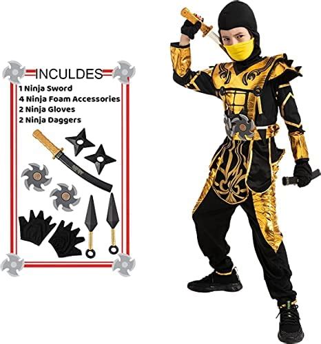 Spooktacular Creations Kids Golden Ninja Costume For Boys Halloween