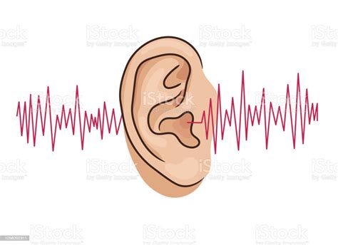 Human Ear And Audio Wave Listening Vector Illustration Isolated On