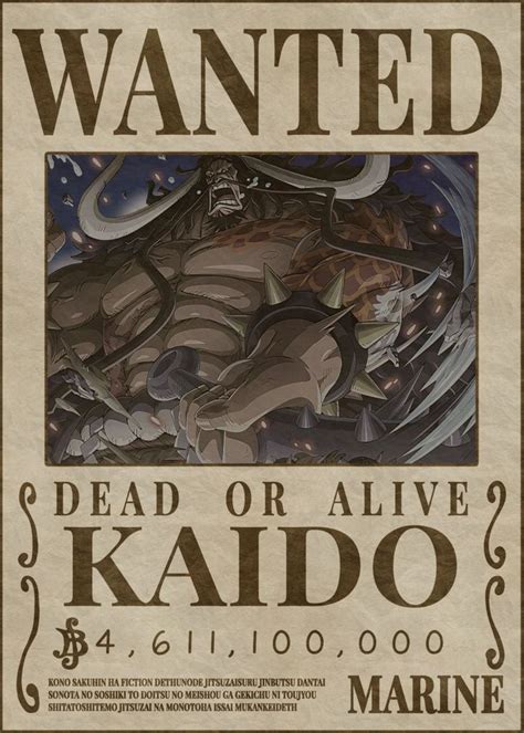 Kaido Wanted Poster Poster By Melvina Poole Displate One Piece