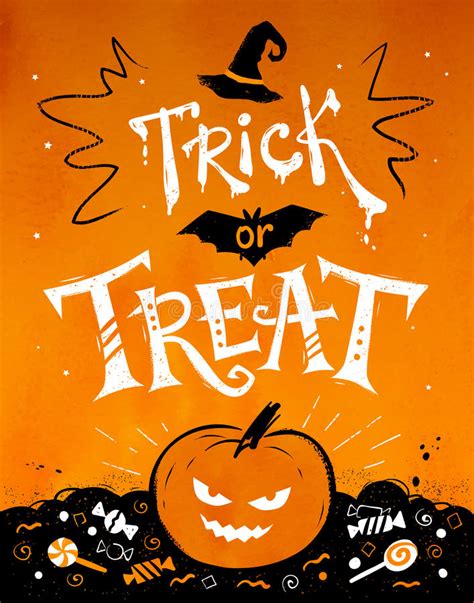 Trick Or Treat Halloween Poster Stock Vector Illustration Of Placard