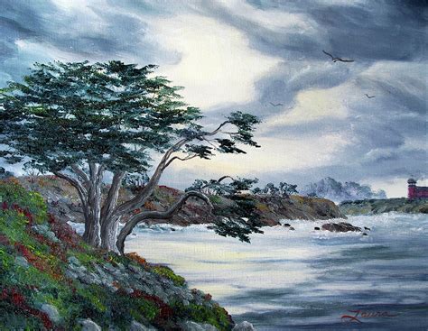 Santa Cruz Cypress Tree Painting By Laura Iverson Pixels