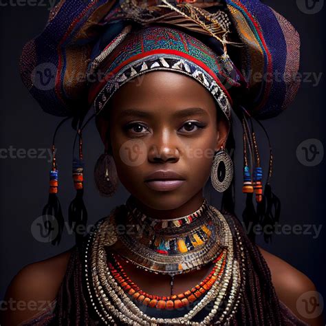 Portrait Realistic Graphics Of An African Woman With Strong Facial