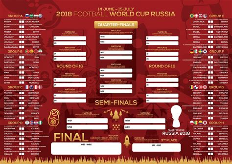 Fifa World Cup 2018 Printable Wallchart World Cup Fifa World Cup World