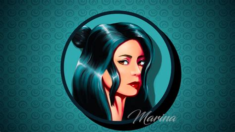 Wallpaper Marina Green Hair Digital Portrait Pinup Art 1920x1080