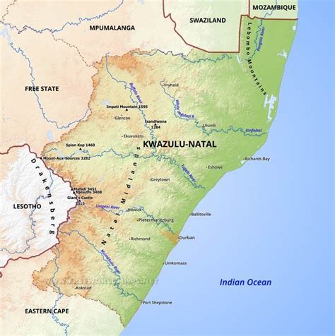 Kwazulu Natal Map South Africa