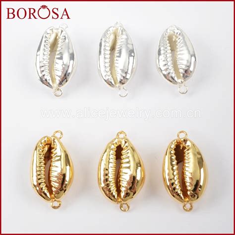 Borosa Gold Plated Silver Color Natural Shell Chams Double Bails