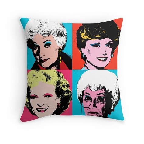 Golden Warhol Girls Throw Pillow By Retro Freak Girls Throw Pillow Throw Pillows Andy Warhol