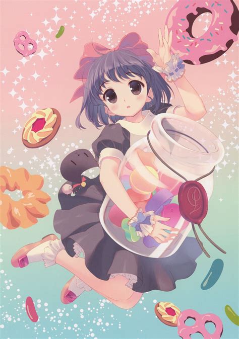 Anime Girl With Candy Adorable