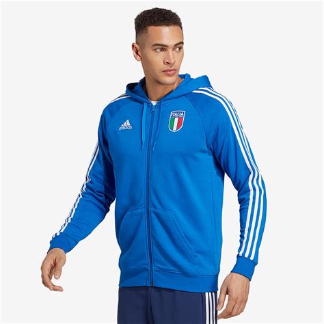 Hoodie Adidas Italia 2023 Dna Full Zip Blu Abbigliamento Ufficiale Uomo Pro Direct Soccer