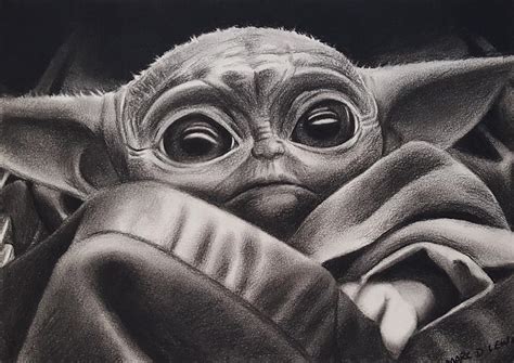 The Mandalorian Grogu Aka Baby Yoda Drawing By Marc D Lewis Fine