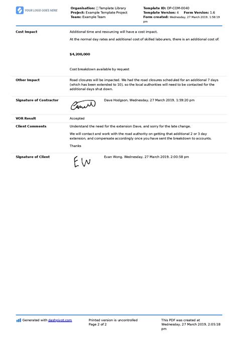 Variation Order Request Form Template A Better Way To Manage Vors