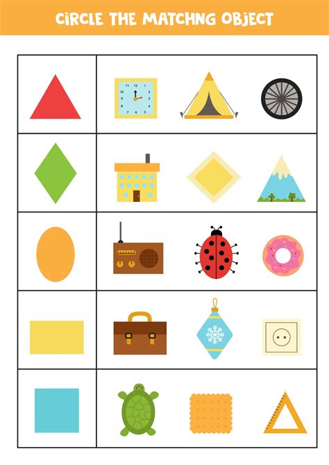 Worksheet For Learning Geometrical Shapes Matching Objects 3094911
