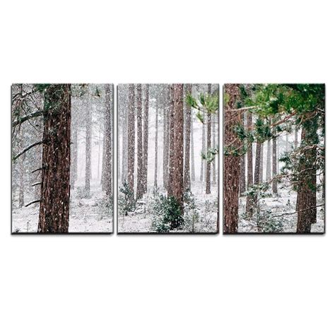 Wall26 3 Piece Canvas Wall Art Pine Trees Covered With Snow Modern