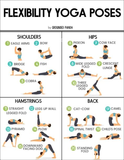 Beginner Yoga Poses For Flexibility Free Printable Yoga Poses Yoga For Flexibility
