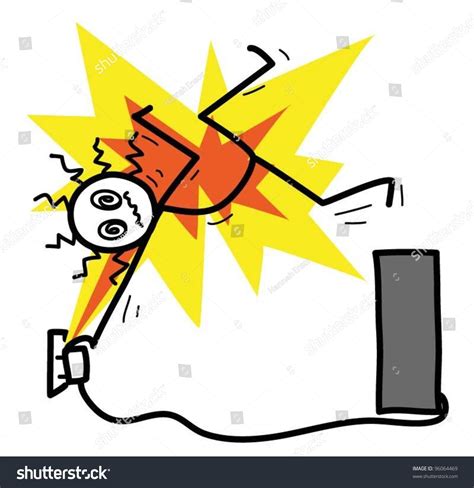 Stick Figure Getting Electric Shock Stock Vector Royalty Free 96064469