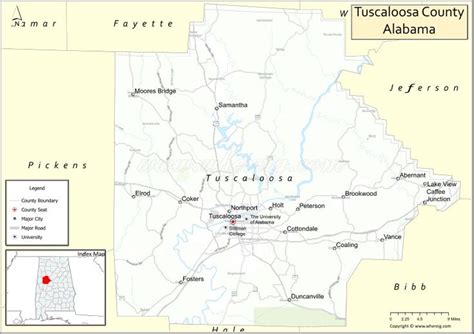 Map Of Tuscaloosa County Alabama Where Is Located Cities