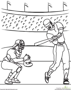Coloring page with catcher baseball player. Baseball Player | Coloring Page | Education.com