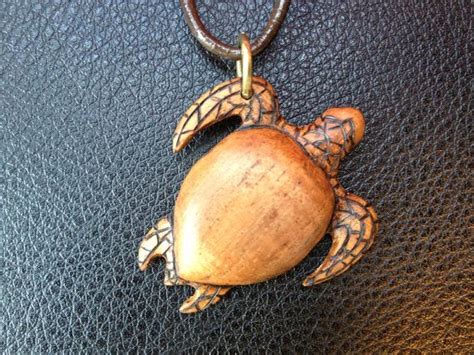 Hand Carved Turtle Necklace Hawaiian Curly Koa SOLD 50 Carving