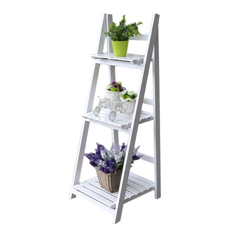 Buy Kather 3 Tier Ladder Shelf Solid Wood Folding Flower Display Stand