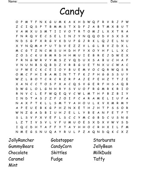 Candy Word Search Wordmint
