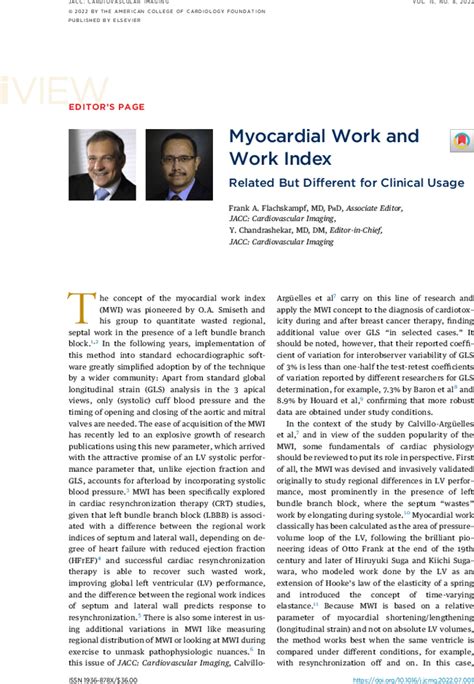 Myocardial Work And Work Index Related But Different For Clinical