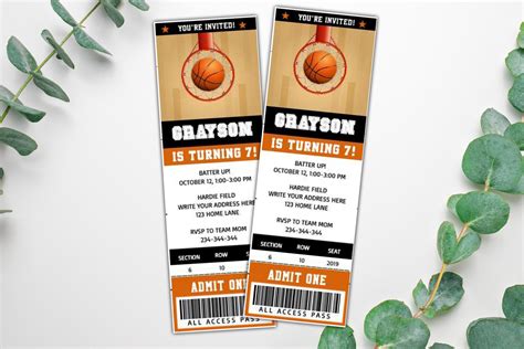 Editable Basketball Invitations Basketball Ticket Invitation