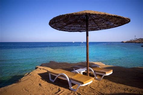 Sunbeds On The Beach Stock Photo Image Of Empty Recreation