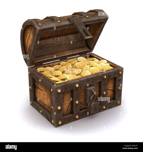 3d Render Of An Open Treasure Chest Full Of Gold Stock Photo Royalty