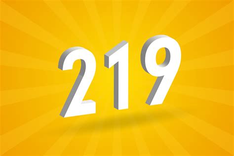 3d 219 Number Font Alphabet White 3d Number 219 With Yellow Background