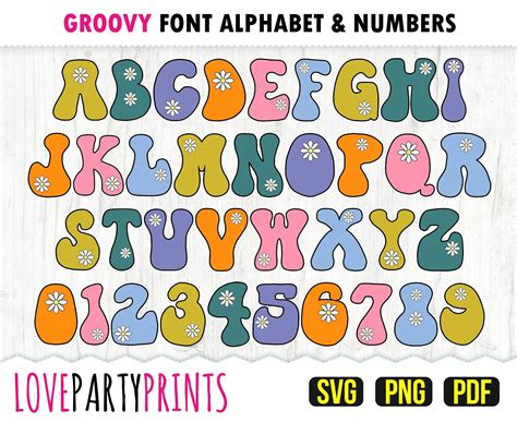 Groovy Font Svg Png Pdf Full Alphabet And Numbers Retro Etsy Uk