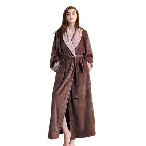 Buy Women Long Robes Soft Fleece Winter Warm Housecoats Womens Bathrobe Dressing Gown Sleepwear