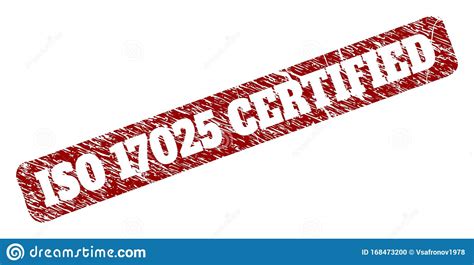 Iso 17025 Certified Red Rounded Rough Rectangular Stamp With Distress
