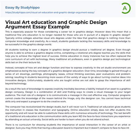 Visual Art Education And Graphic Design Argument Essay Example