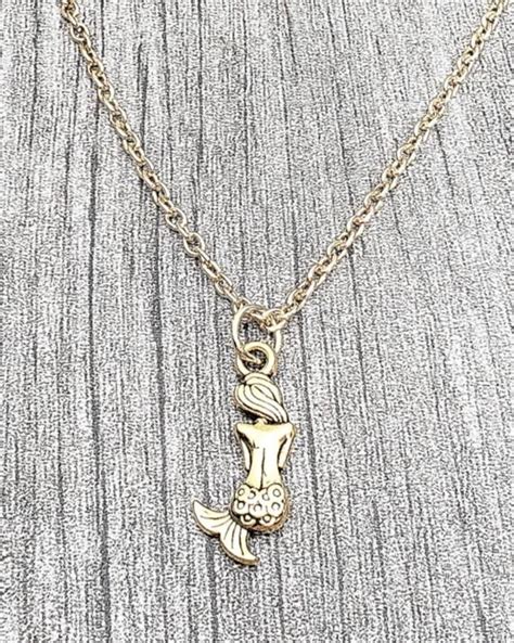 Gold Delicate Mermaid Pendant Necklace Silver Delicate Etsy Mermaid