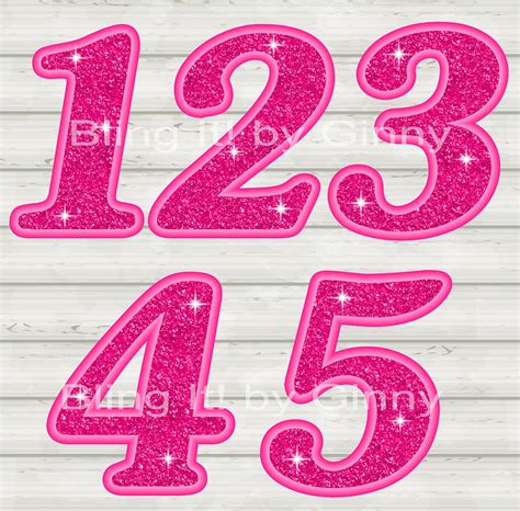 Pink Glitter Number Clipart With Sparkle Effect Graphical Etsy