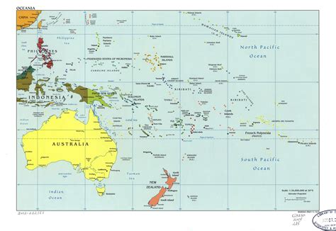 Large Detailed Political Map Of Oceania With Relief Marks Of Capitals