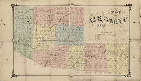 1855 Map Of Elk County Pennsylvania Elk County Pennsylvania