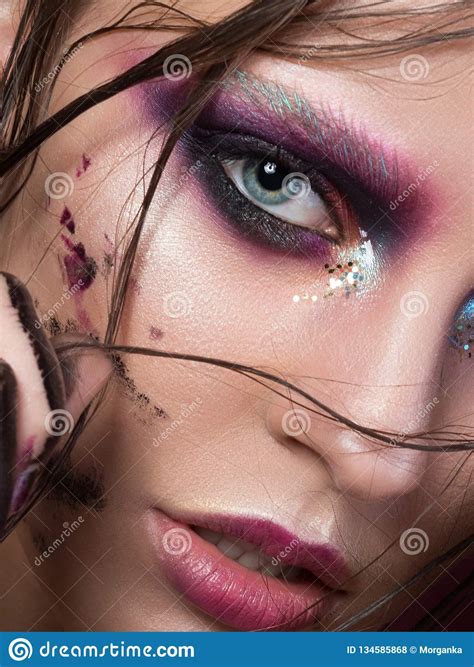 Young Girl With Fashion Creative Make Up Stock Photo Image Of Luxury