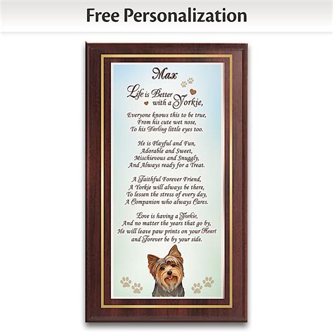 Life Is Better With A Male Yorkie Wooden Plaque Wall Decor Adorned With
