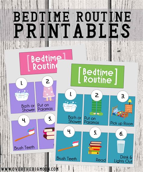 Bedtime Routine Printables Over The Big Moon