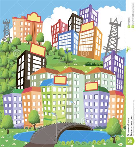 Cartoon City Stock Vector Illustration Of Cityscape