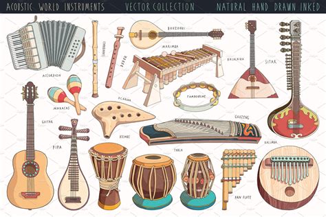 World Musical Instruments Pack Pre Designed Illustrator Graphics