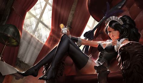 French Maid Nidalee V Wallpapers Fan Arts League Of Legends Lol Stats