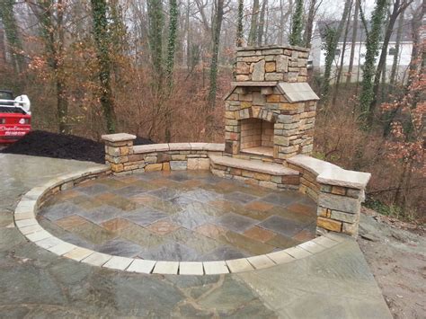 Paver Patio Natural Stone Seating Wall Outdoor