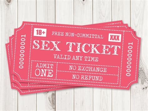 Sexy Valentines Gift For Him Or Her Naughty Printable Sex Tickets
