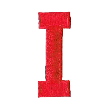 Alphabet Letter I Color Red 2 Block Style Iron On Embroidered