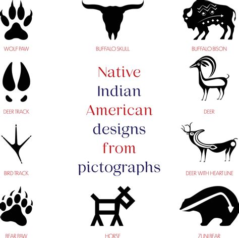 Native Indian American Designs From Pictograph 12824243 Vector Art At