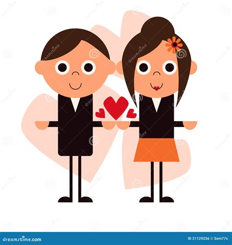 Happy Cartoon Couple Illustration Stock Vector Illustration Of